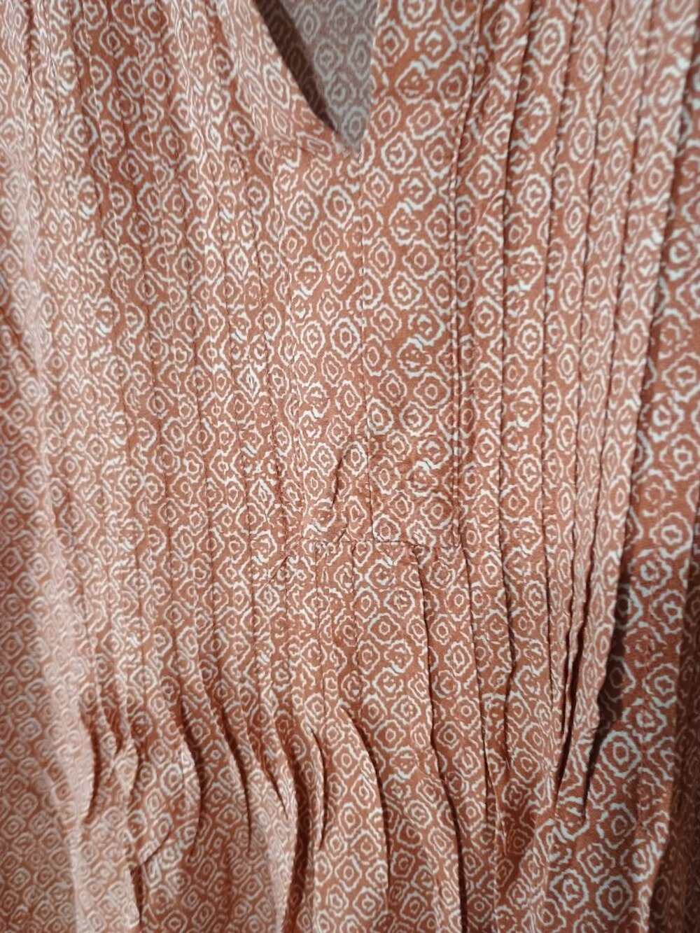 Old Navy Coral Geometric Boho Mini Dress Women’s Large Rayon Viscose 3/4 Sleeve - Picture 5 of 7